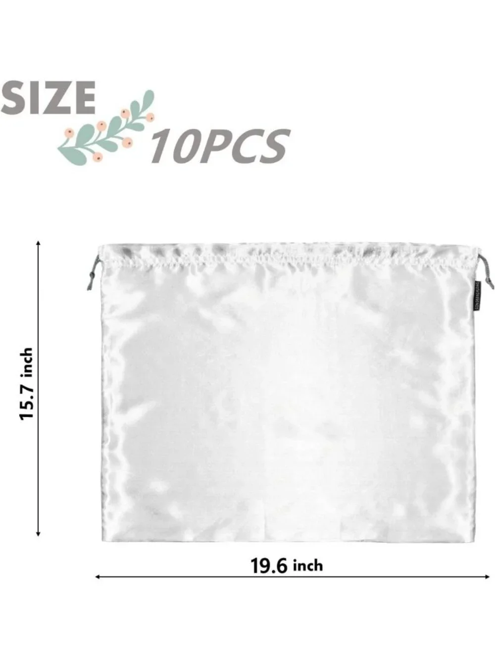10 Pack Silk Dust Bags for Handbags & Purses, Drawstring Storage Pouches (White)